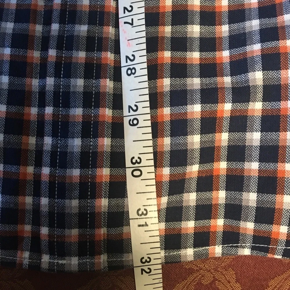 Banana Republic Luxe flannel checked - L Slim Fit Orange and Blue button down